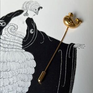 Trifari Gold Whale Stick Pin